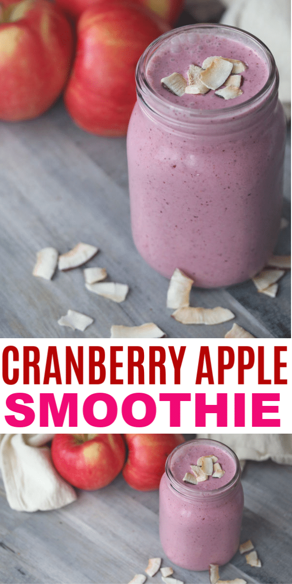 This cranberry apple smoothie is delicious and healthy. Made with frozen cranberries it is full of nutrients and is quick to make. #smoothie #cranberry #apple via @wondermomwannab