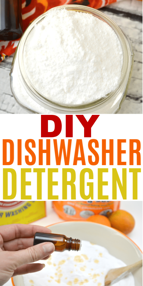 This DIY Dishwasher Detergent recipe is only 4 ingredients and super fast to make. This is a cost effective way to make detergent using basic ingredients. #diy #essentialoils #housekeeping via @wondermomwannab