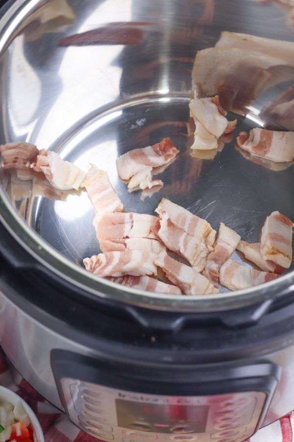 chopped bacon in an instant pot
