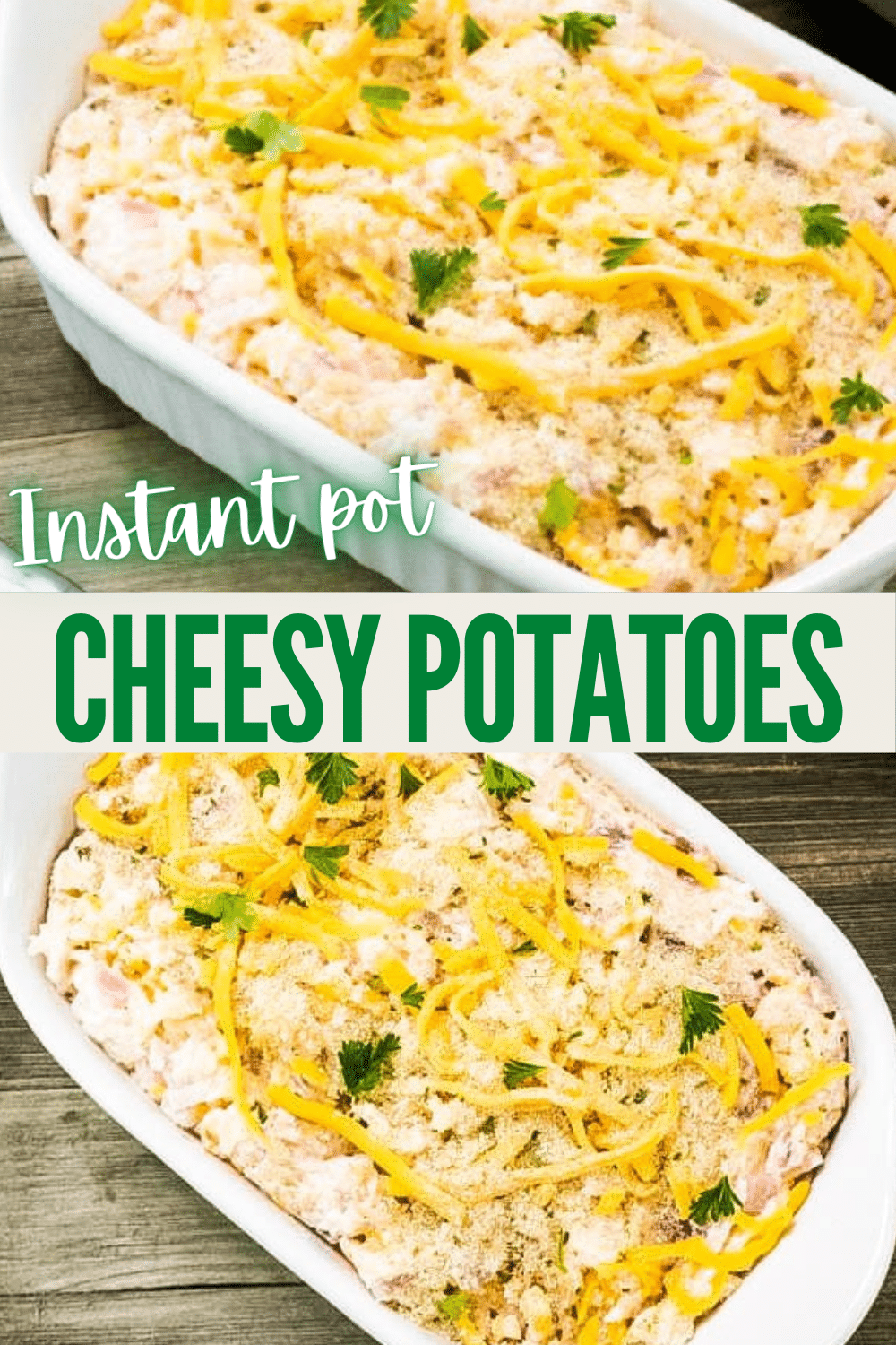 These Instant Pot Cheesy Potatoes (also known as Funeral Potatoes) are always the most popular side dish at potlucks. This creamy, cheesy comfort food is super yummy and goes well with almost anything! #instantpot #pressurecooker #sidedish #potatoes #wondermomwannabe via @wondermomwannab