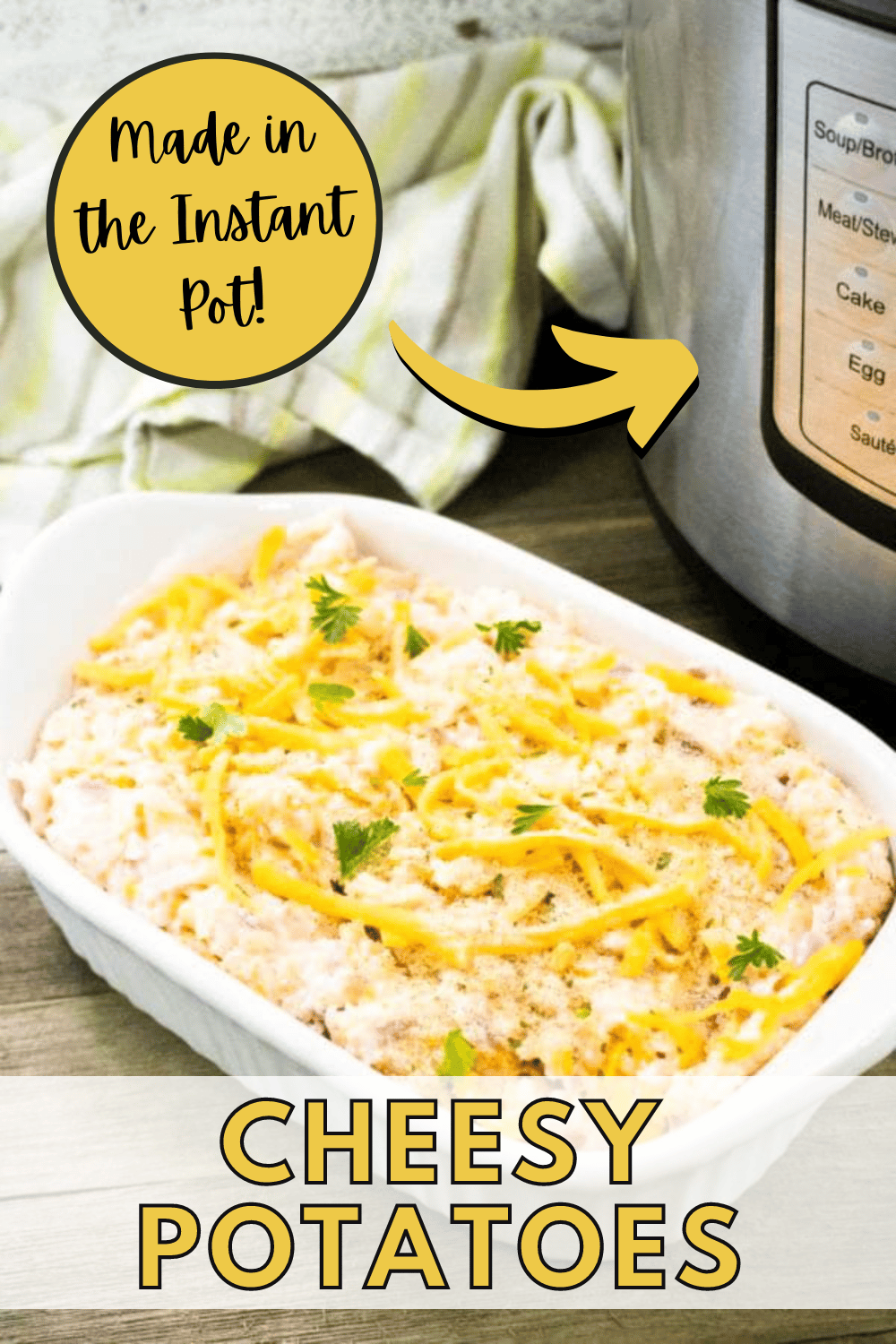 These Instant Pot Cheesy Potatoes are a crowd-pleasing side dish. Also known as funeral potatoes, this casserole is a classic comfort food. #instantpot #pressurecooker #sidedish #potatoes #instantpotcheesypotatoes via @wondermomwannab