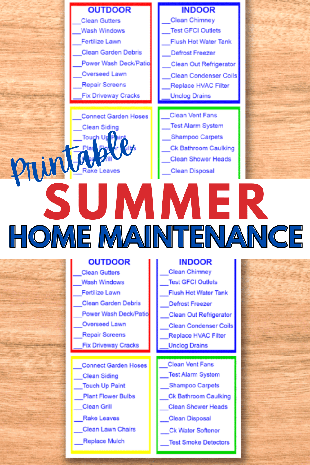 A Summer Home Maintenance Checklist will help you get your home ready inside and out for warm weather. Print off this handy checklist today! #printables #home #checklist via @wondermomwannab