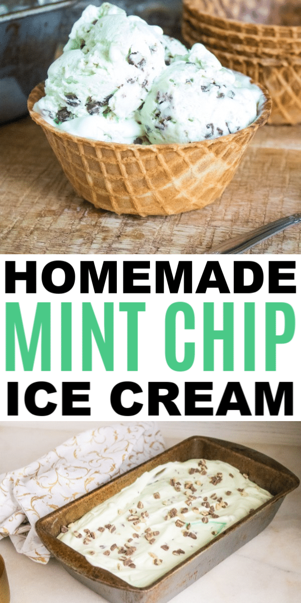 This easy homemade mint chip ice cream recipe has only 5 ingredients and is so quick to make. A sweetened condensed ice cream recipe the family will love. #icecream #dessert #mint via @wondermomwannab