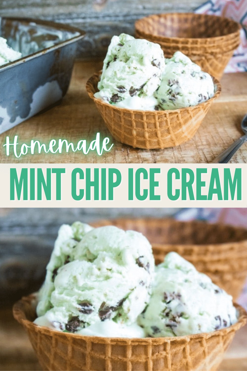 This easy homemade mint chip ice cream recipe has only 5 ingredients and is so quick to make. A sweetened condensed ice cream recipe the family will love. #icecream #dessert #mint via @wondermomwannab