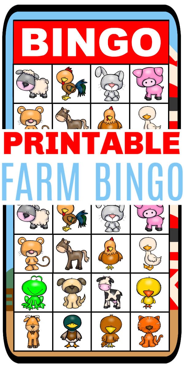 printable farm bingo with title text reading Printable Farm Bingo