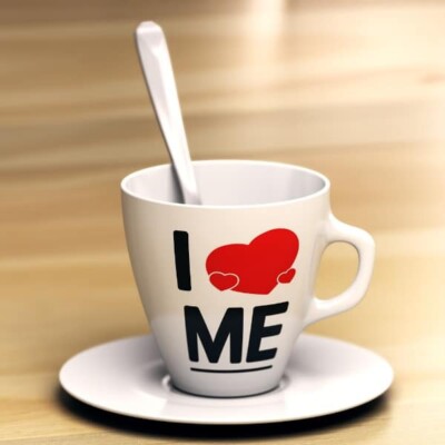 I love me coffee mug with spoon