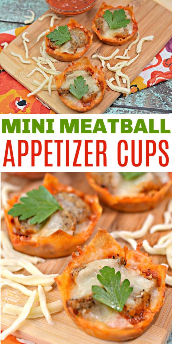 a collage of mini meatball appetizer cups with title text reading Mini Meatball Appetizer Cups