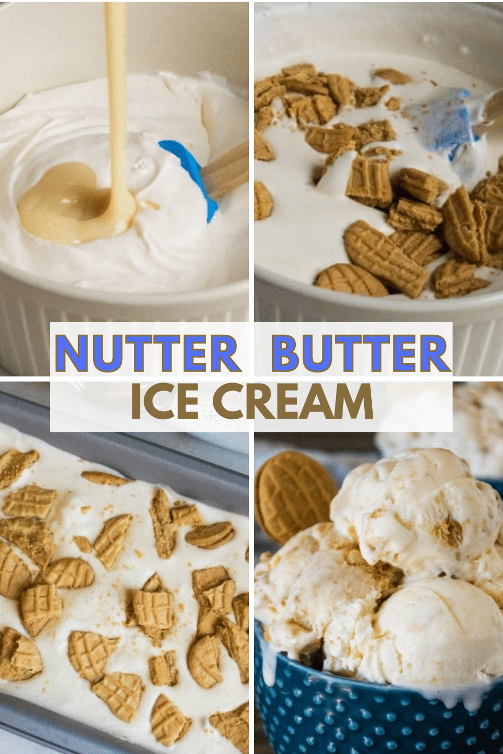This easy homemade Nutter Butter ice cream recipe will have the whole family excited. No churn ice cream with sweetened condensed milk that is delicious! #icecream #nochurnicecream #nutterbutter via @wondermomwannab