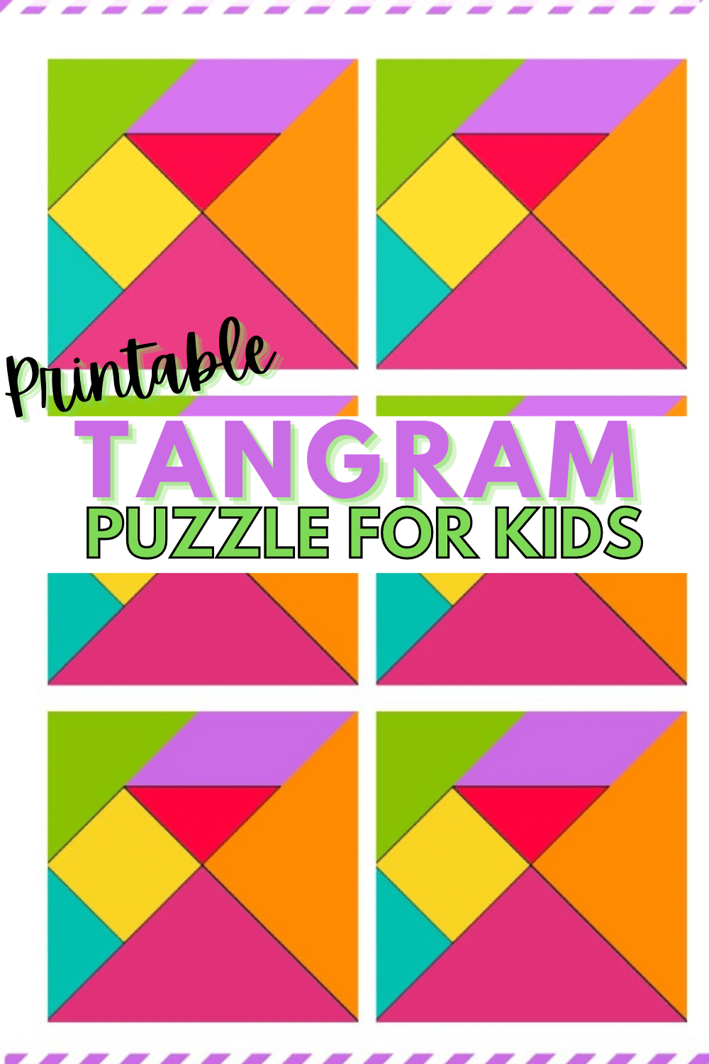 These printable tangram objects are great puzzles to complete. A kids activity that will keep their mind active and they will enjoy it too! #printables #tangrams #puzzles via @wondermomwannab