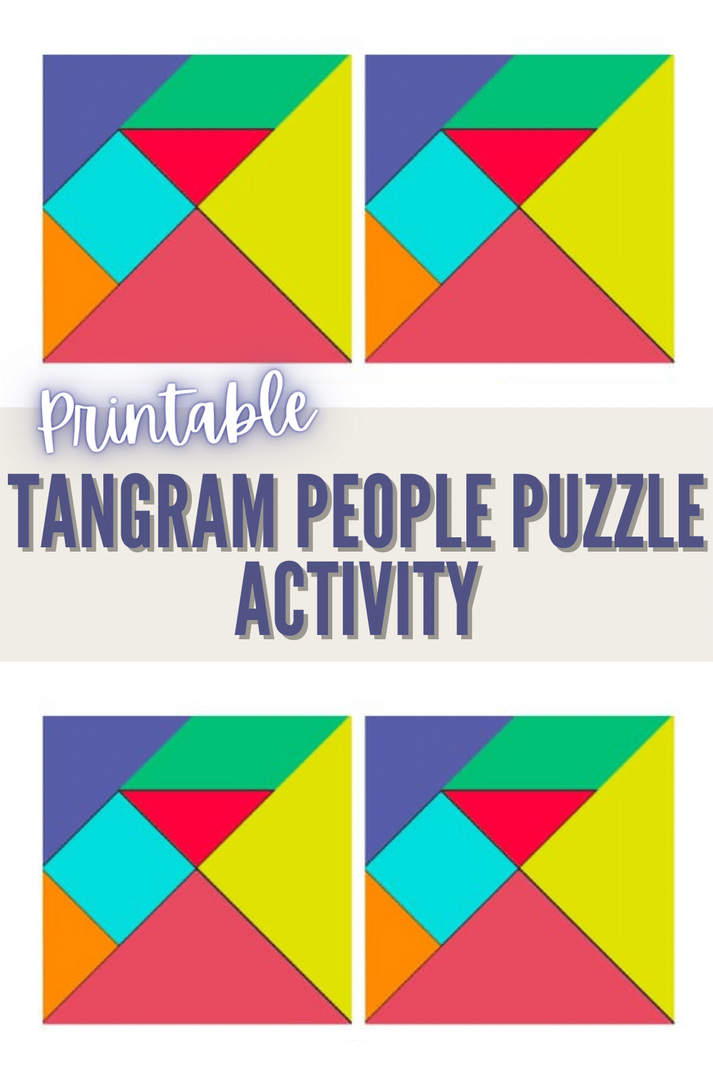 If you love puzzles these printable tangram people will be perfect! These fun people tangram puzzles are simple to print off and complete at home. #tangrams #puzzles #printables via @wondermomwannab