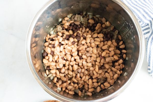 beans and ground beef in an instant pot