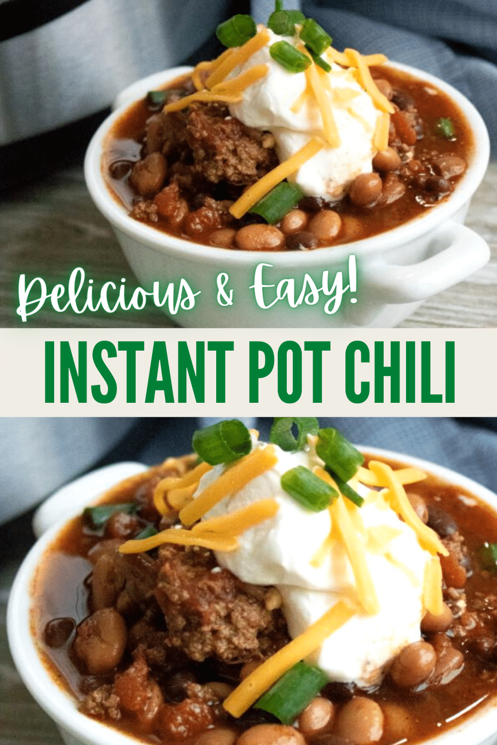 This Instant Pot Chili is full of flavor and so easy to make. Perfect for an easy weeknight dinner or when you need to serve a group. #instantpot #pressurecooker #chili #easydinner via @wondermomwannab