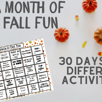 one month calendar of fall activities for kids
