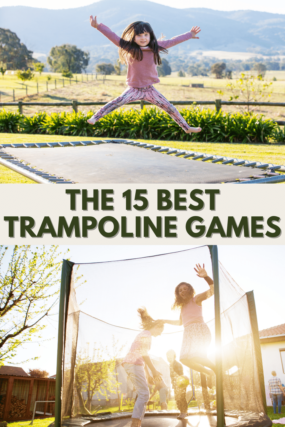 If you're looking for hours of bouncy fun, you're going to love this collection of the 15 best trampoline games you can play with your family. #trampoline #outdooractivities #familyfun via @wondermomwannab