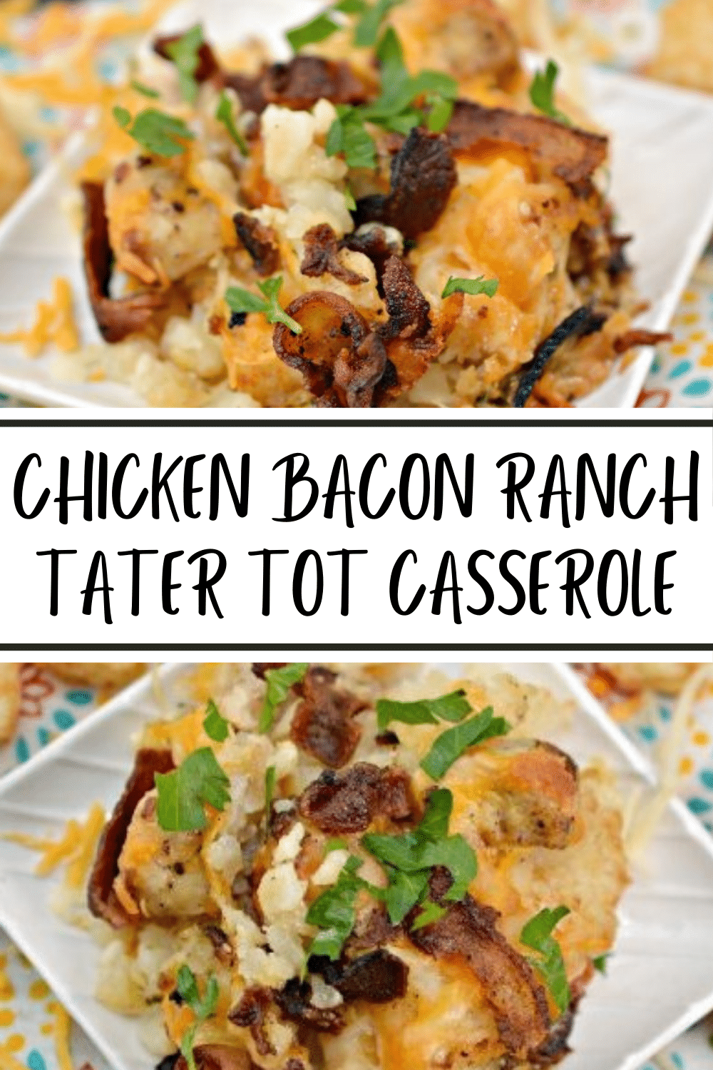 This Chicken Bacon Ranch Tater Tot Casserole is a casserole your family will love. This easy dinner recipe is full of flavor and is great comfort food. #casseroles #chicken #ranch via @wondermomwannab