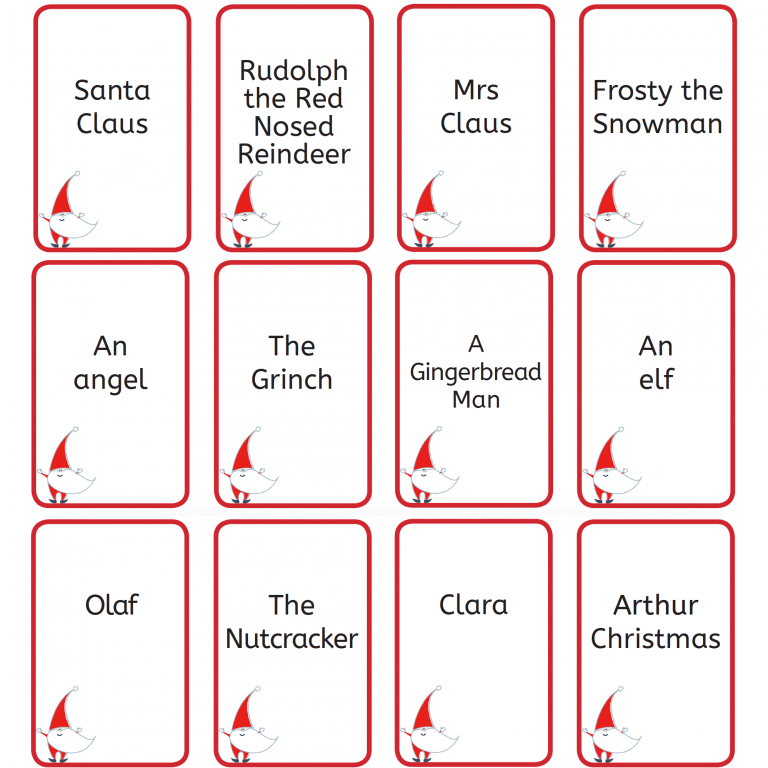 printable Christmas who am I guessing game cards