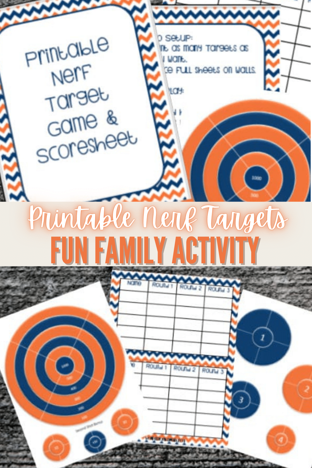 Printable Nerf Targets can make nerf games even more fun. There are several ways to play with these nerf targets and your whole family will have a blast. #printables #nerf #familyfun via @wondermomwannab