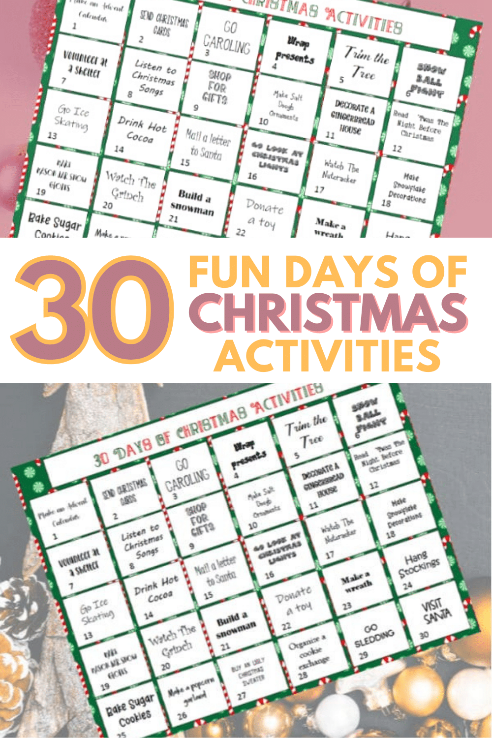 This 30 Days of Family Christmas Activities printable will help keep you on track to have the best holiday season making memories with your family. #printables #christmas #familyactivities via @wondermomwannab