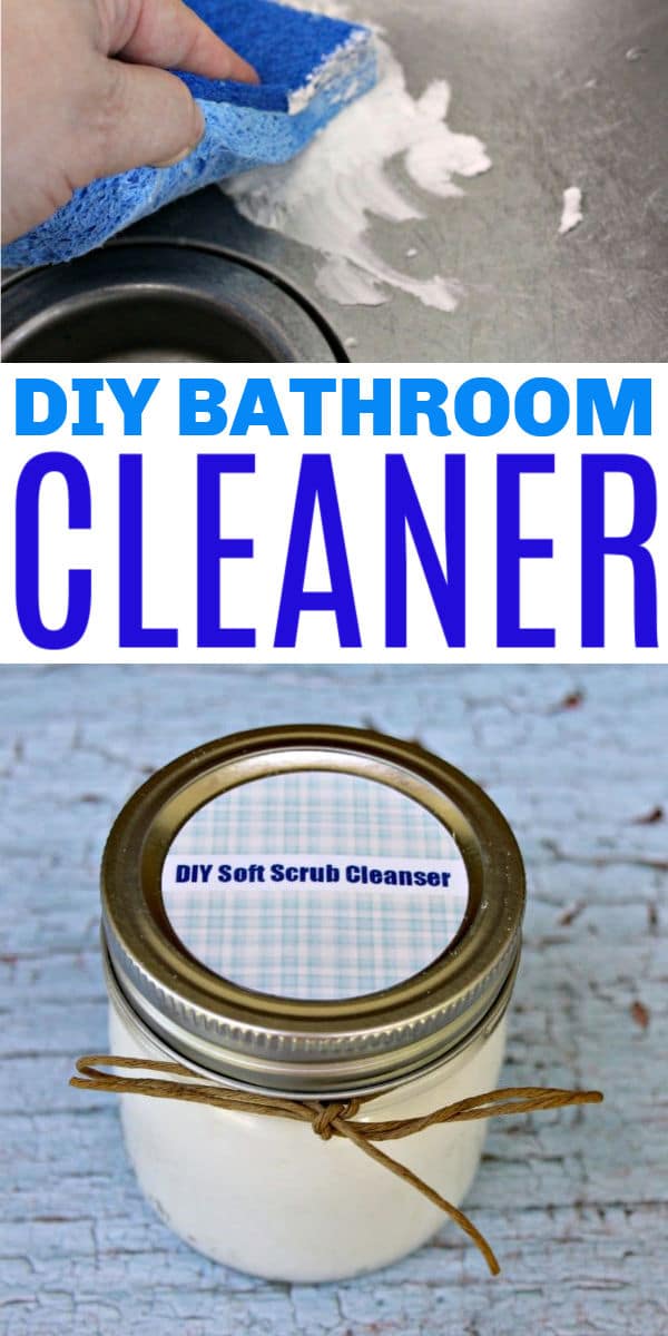 This DIY Bathroom Cleaner is so quick to make using baking soda and essential oils and can be used for cleaning the bathroom, kitchen and other rooms. #diy #homemadecleaners #essentialoilrecipes via @wondermomwannab