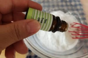 adding essential oils to DIY bathroom cleaner