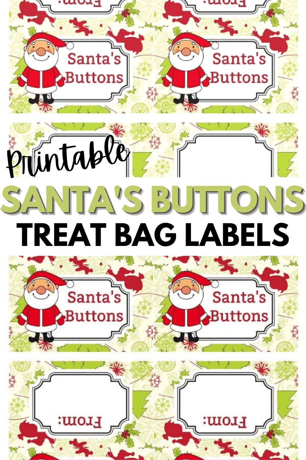 These adorable Santa's Buttons Treat Bags are so easy to make with my printable treat bag toppers. A great gift idea for class parties during the holidays. #treatbags #Christmas #printables via @wondermomwannab