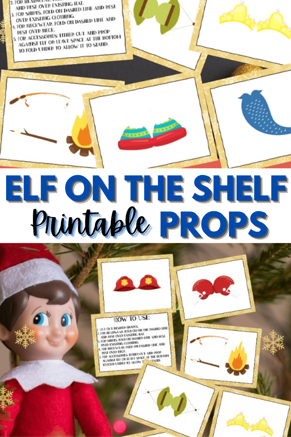 These Elf on the Shelf Printable Props will make life easier for parents and kids will love the new costumes and accessories their elf has on. #elfontheshelf #christmas #printables via @wondermomwannab