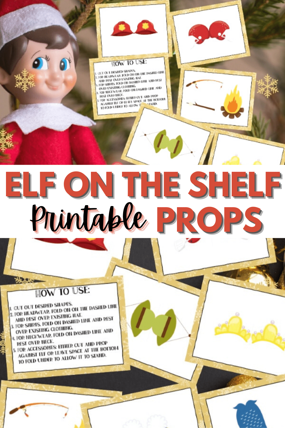 These Elf on the Shelf Printable Props will make life easier for parents and kids will love the new costumes and accessories their elf has on. #elfontheshelf #christmas #printables via @wondermomwannab