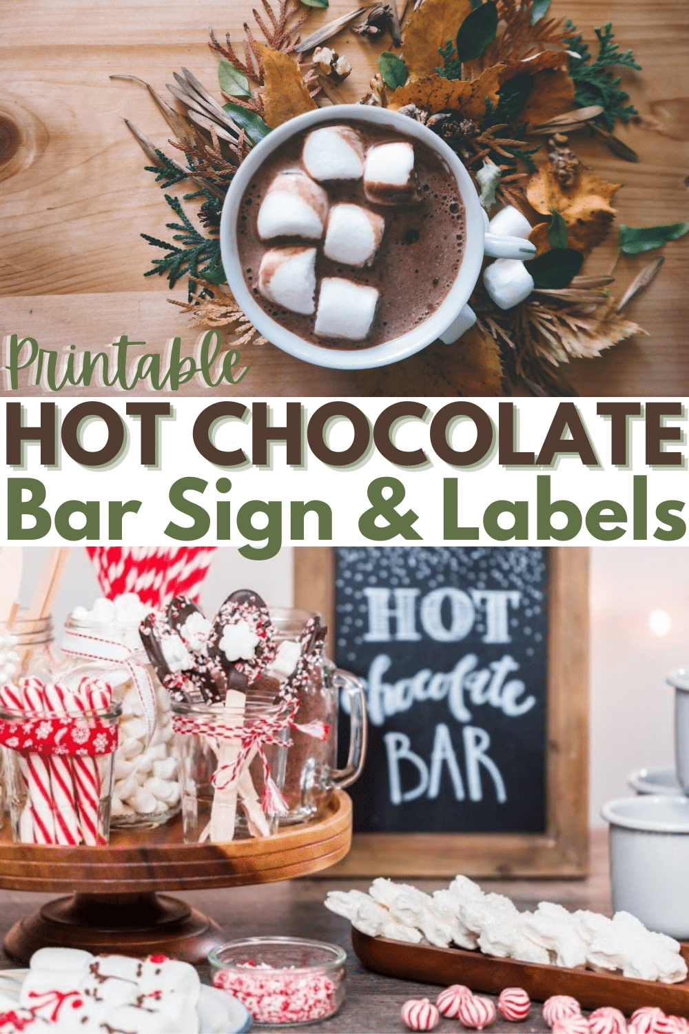 This printable hot chocolate bar sign and labels will help you hot cocoa bar stay organized and will help guests make the best mug of cocoa ever. #hotchocolate #hotcocoa #printables via @wondermomwannab