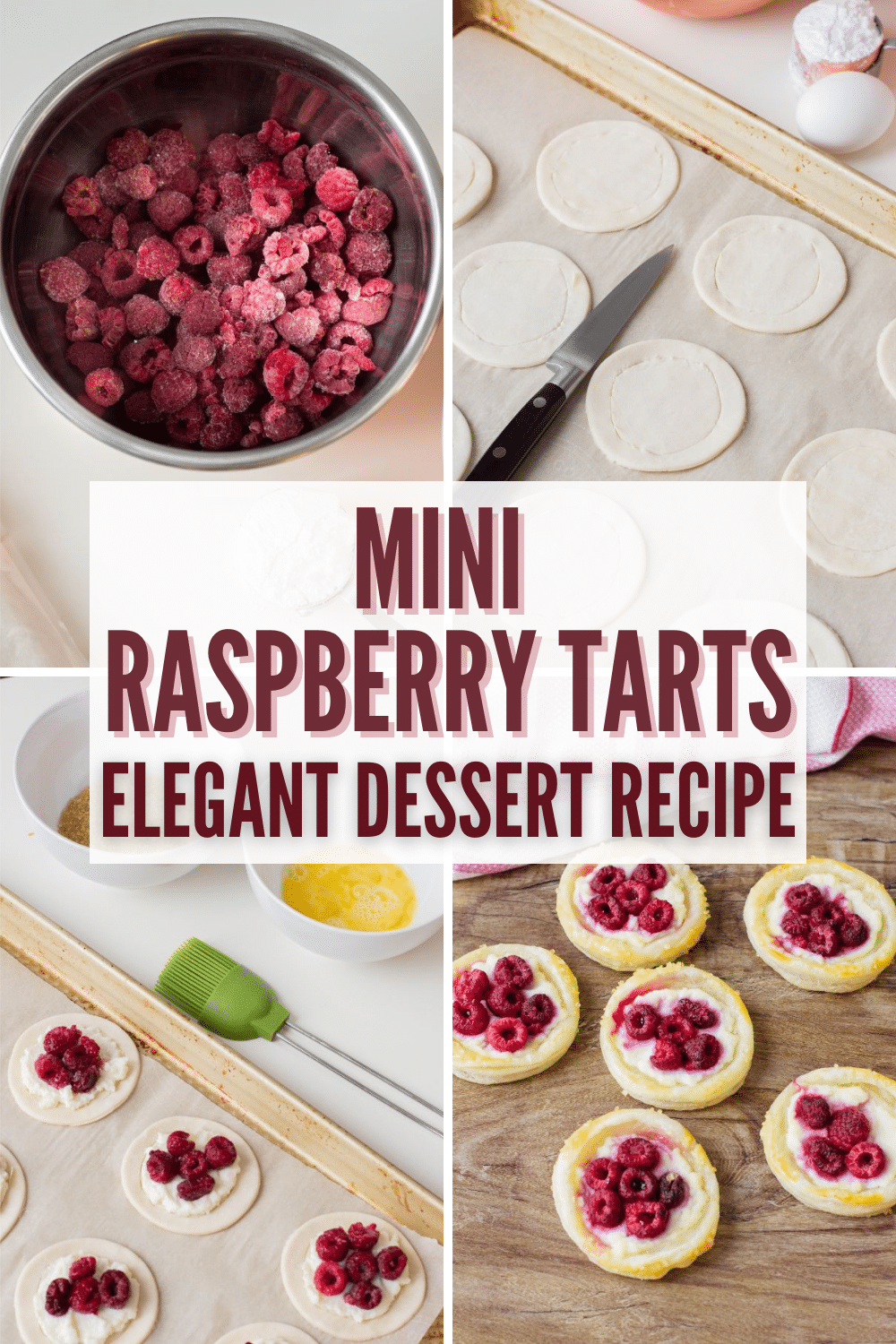 This easy raspberry tart recipe is so easy to make using puff pastry dough. These fruit tarts are delicious and look beautiful on a platter. #raspberries #fruittarts #puffpastry via @wondermomwannab