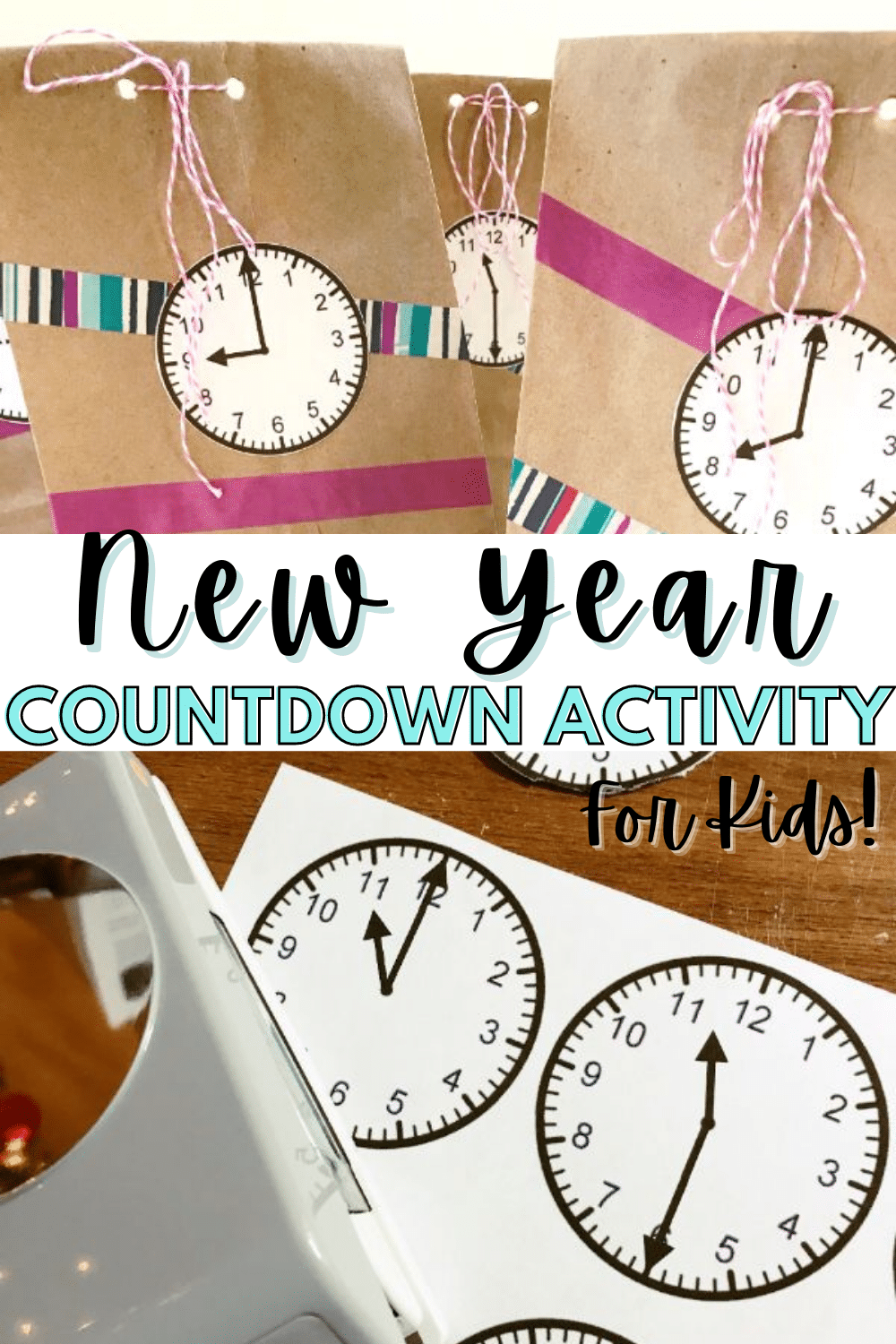 This New Year Countdown Activity for Kids is easy to throw together and will keep kids excited and entertained all evening long on New Year's Eve. #newyearseve #printables #activitiesforkids via @wondermomwannab