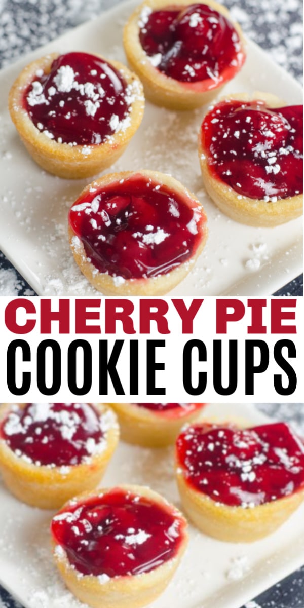 Cherry Pie Cookie Cups are simple and delicious with only 3 ingredients. It is easy to make a big batch of this easy dessert recipe for parties! #cherry #3ingredient #cookiecups via @wondermomwannab