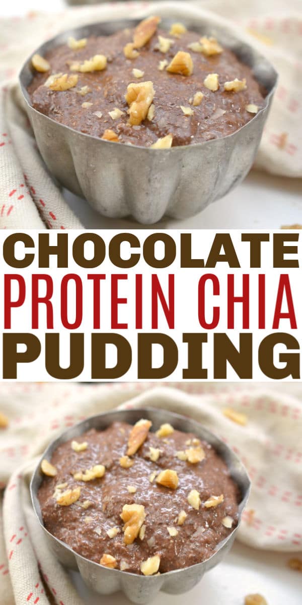 Chocolate Protein Chia Pudding is packed with extra protein and the goodness from chia seeds. This easy pudding will become a favorite breakfast or snack. #pudding #chocolate #chiaseeds via @wondermomwannab