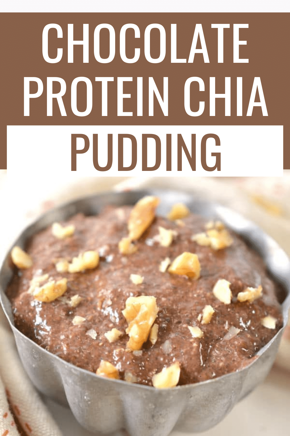 Chocolate Protein Chia Pudding is packed with extra protein and the goodness from chia seeds. This easy pudding will become a favorite breakfast or snack. #pudding #chocolate #chiaseeds via @wondermomwannab