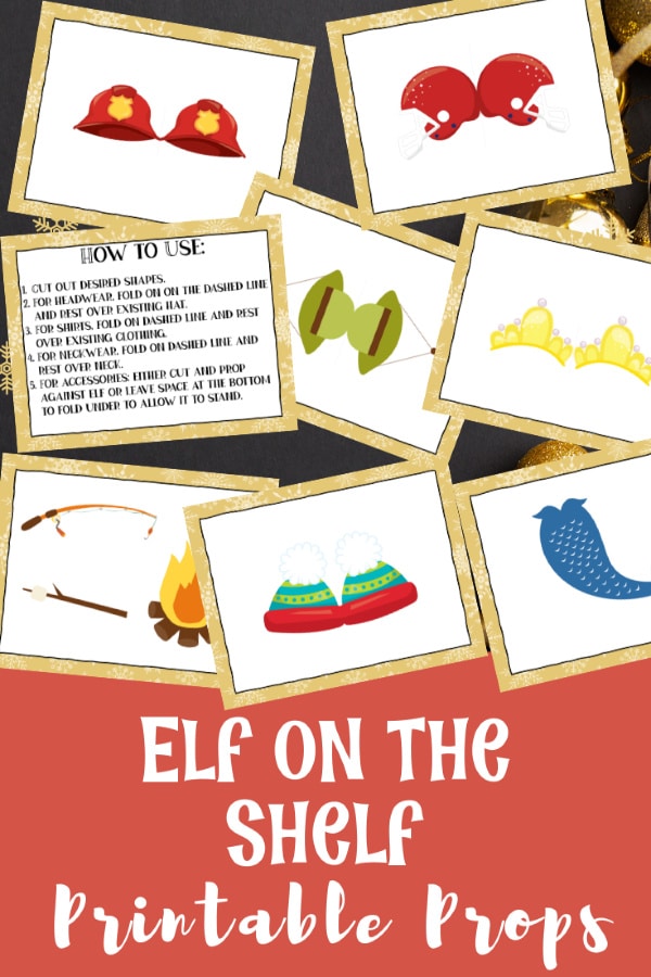 Elf on the Shelf printable props with title text reading Elf on the Shelf Printable Props