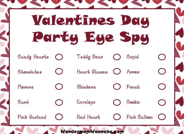 Printable I Spy Game for Valentine's Day