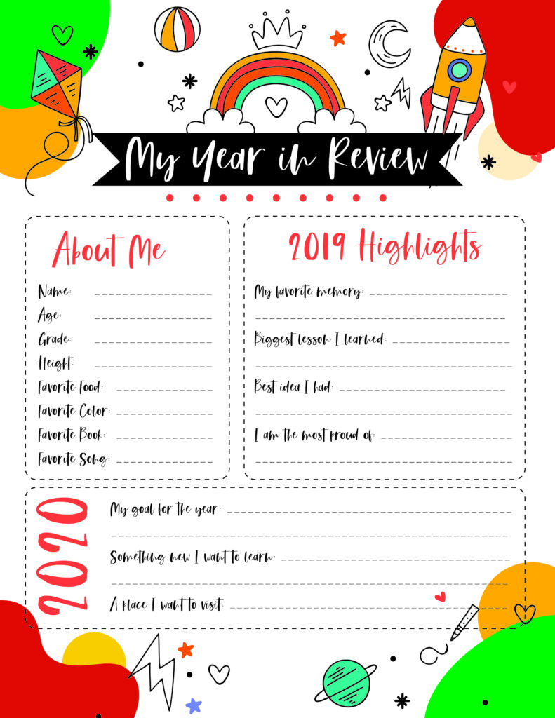 My Year in Review printable