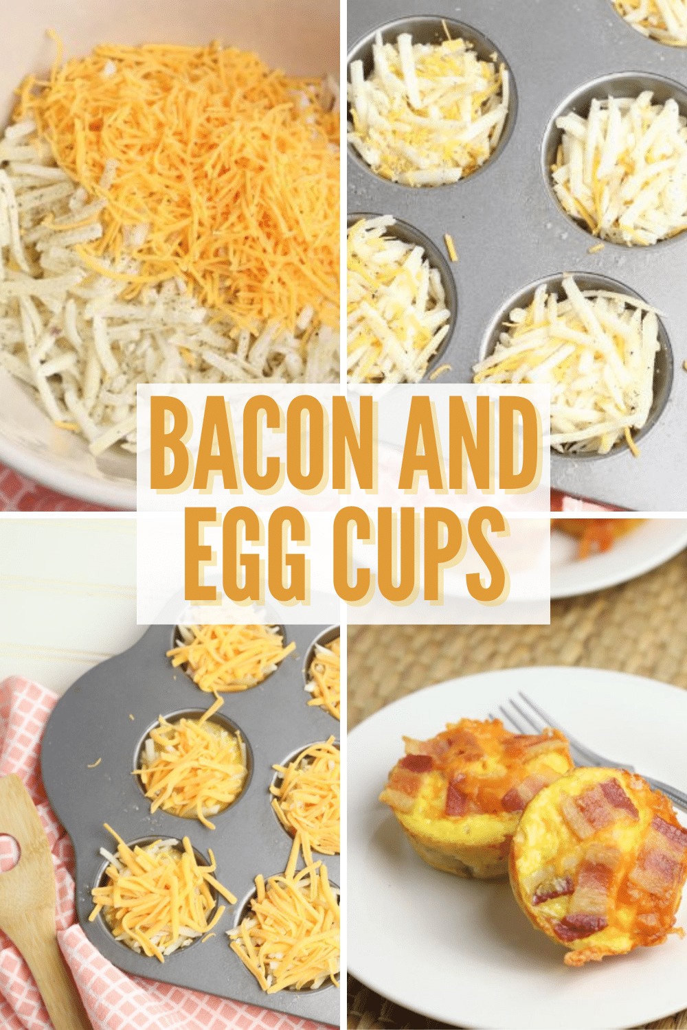 Bacon and Egg Cups are easy to make and delicious to eat. This easy breakfast recipe is great made ahead and reheated in the microwave for a snack. #breakfast #eggs #bacon via @wondermomwannab