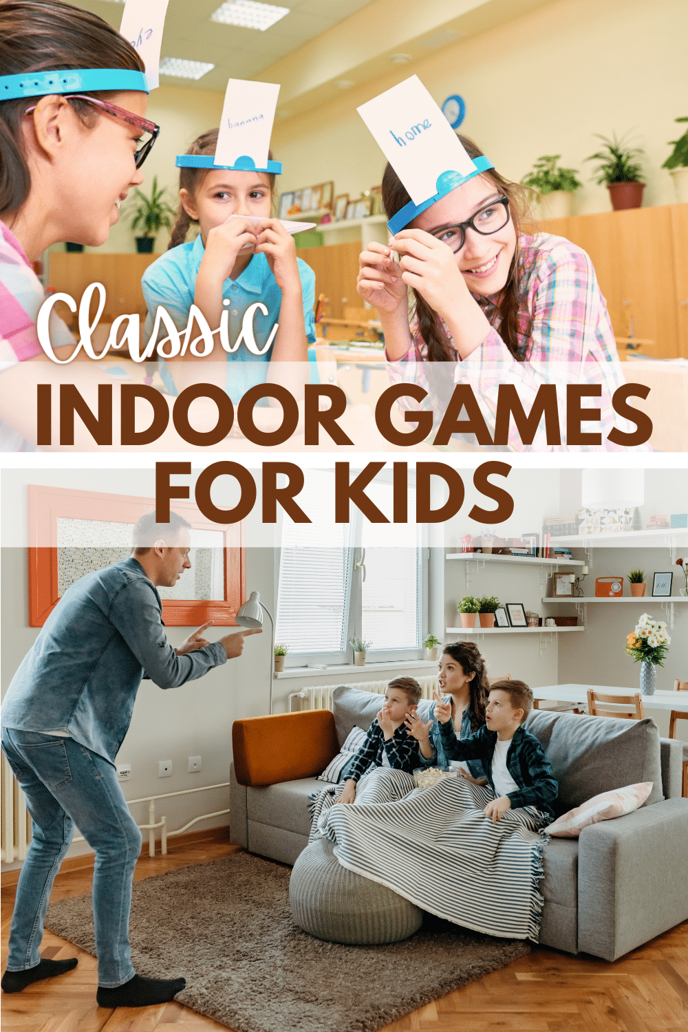 Next time the weather has you housebound, introduce your children to these classic indoor games for kids. These games are just as much fun as ever! #forkids #indoorgames #gamesforkids #kidsactivities via @wondermomwannab