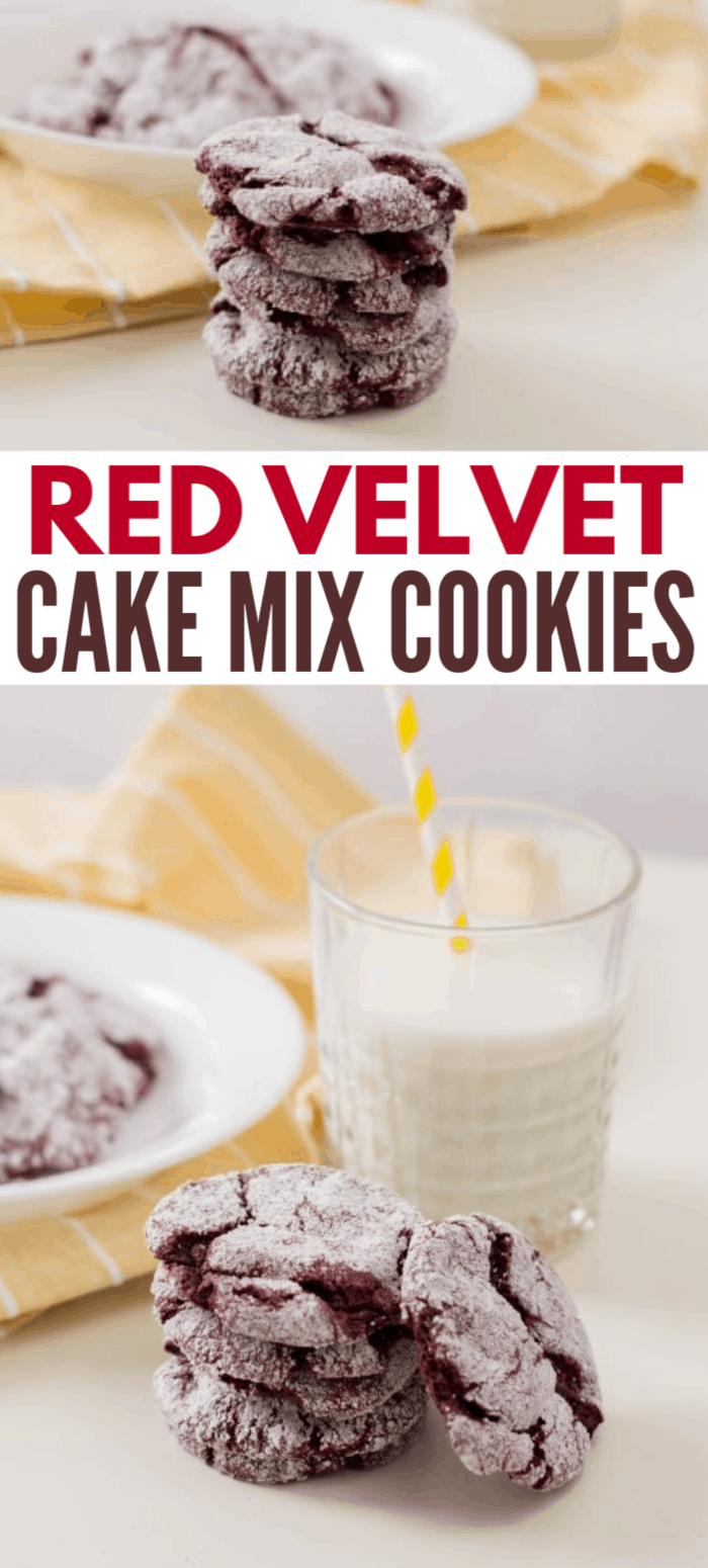 These Red Velvet Cake Mix Cookies are the perfect, delicious handheld treat, and you can make them for Christmas or Valentine’s Day. #valentinesday #redvelvet #cookies #dessert via @wondermomwannab