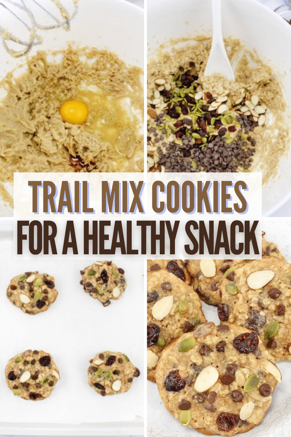 Are you looking for an easy healthy snack the kids will actually eat? Well, you will love this recipe for trail mix cookies! They’re the perfect simple oatmeal cookie - chewy, healthy, and a dessert food you can feel good about. #healthysnack #easyrecipe #kidapproved #trailmixrecipe #oatmealcookies via @wondermomwannab