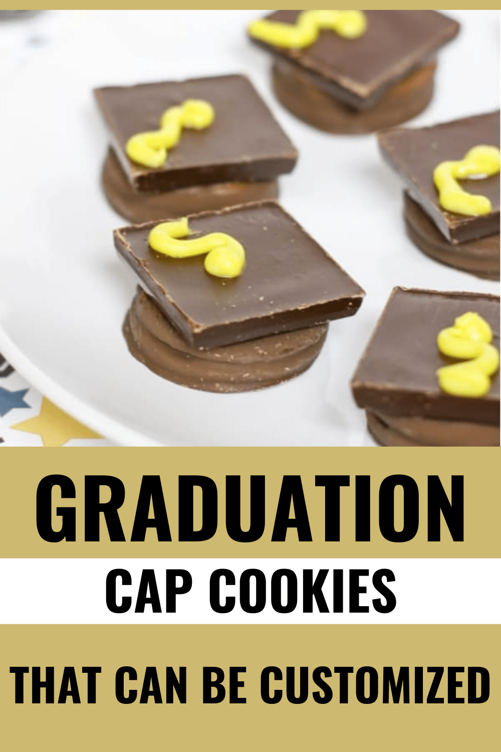 Graduation Cap Cookies are easy to make and will be perfect for any graduation party. Made with Oreo cookies and chocolate, they taste great too! #graduation #graduationcookies #cookies via @wondermomwannab