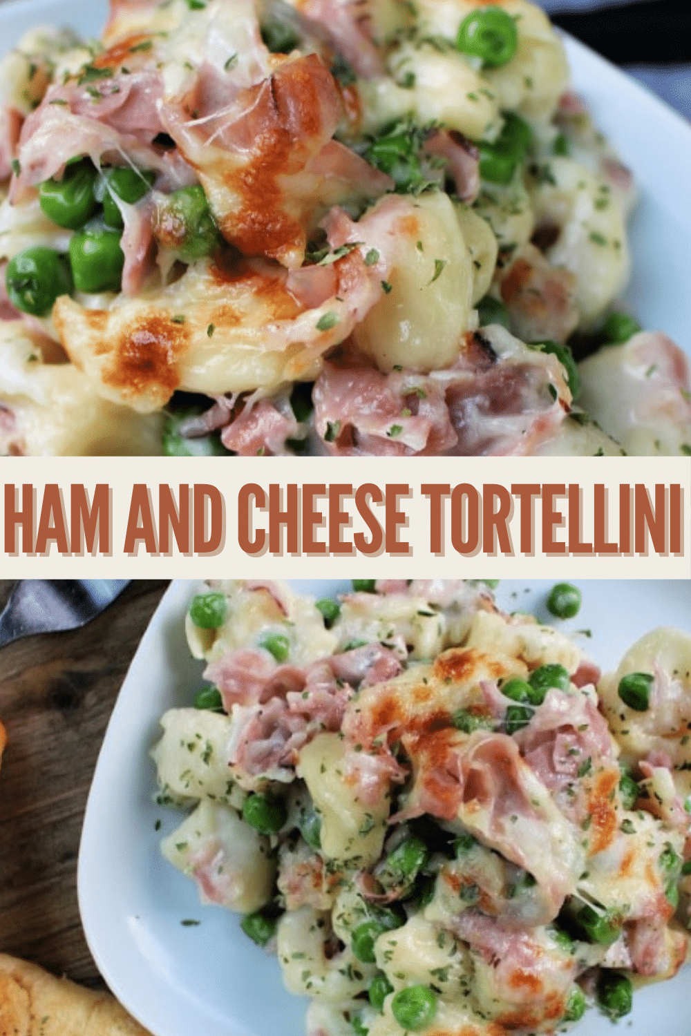 This family-friendly Ham and Cheese Tortellini casserole dinner recipe is quick and easy to make. This flavorful dish will become a family favorite. #tortellini #ham #easydinnerideas via @wondermomwannab