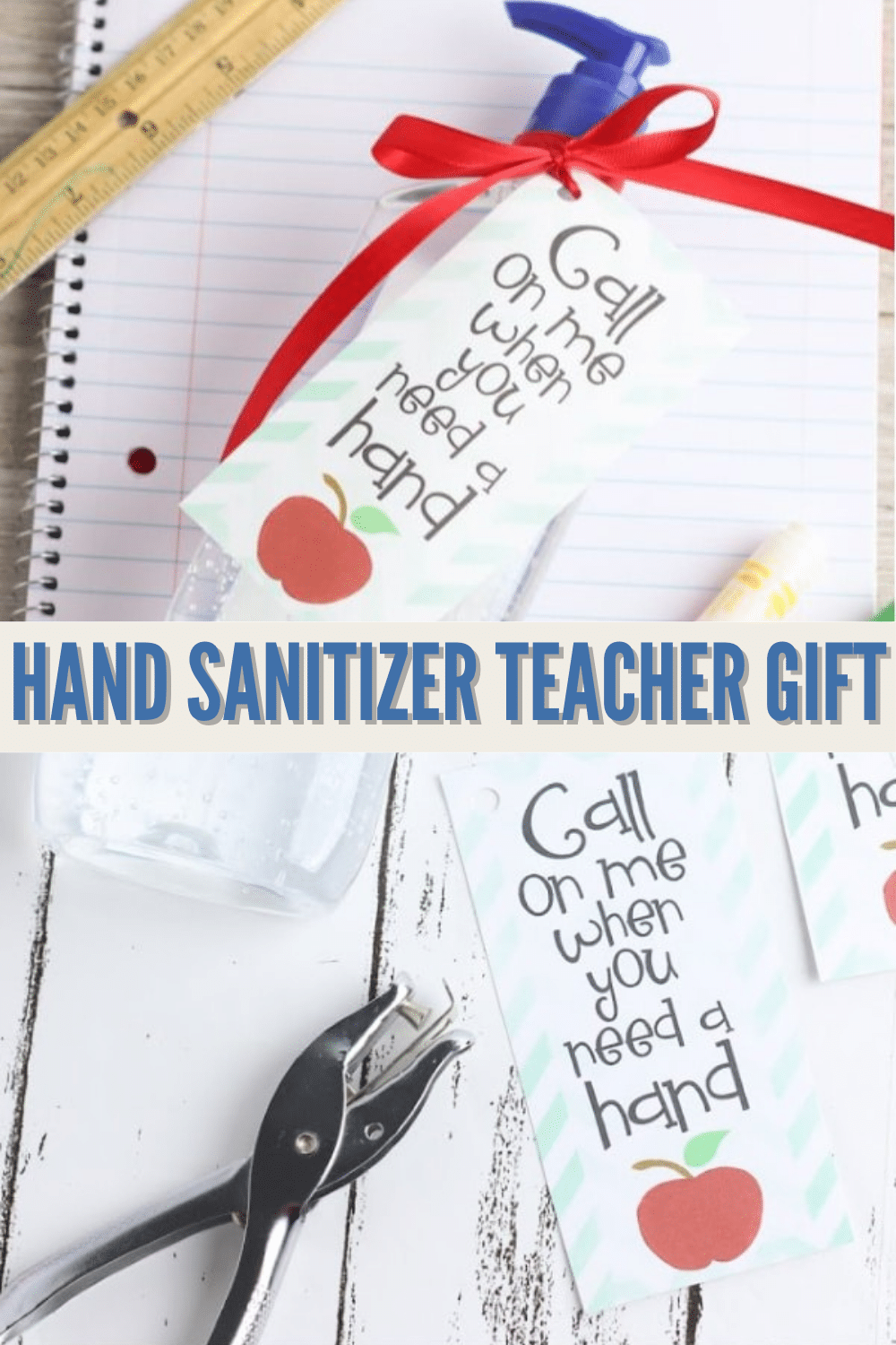 This Hand Sanitizer Teacher Gift is quick to make with a cute printable tag. Give hand sanitizer gifts to teachers and all school staff to show you care. #teachergifts #printables #printabletags via @wondermomwannab