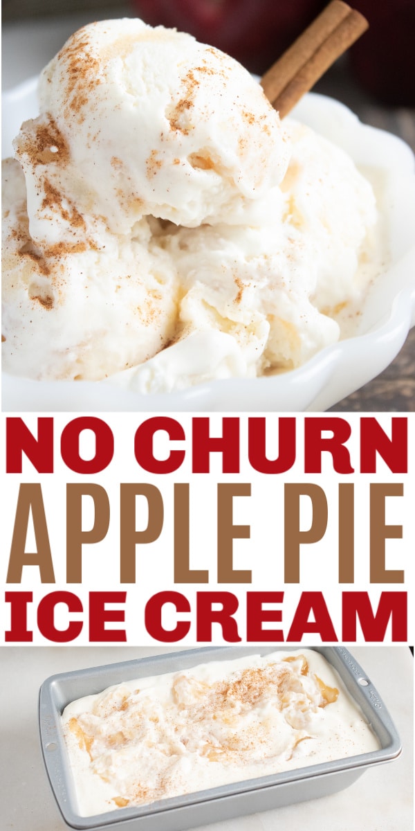 No Churn Apple Pie Ice Cream only has 4 ingredients and tastes just like apple pie a la mode. This easy homemade ice cream recipe will become a favorite. #nochurnicecream #icecream #applepie via @wondermomwannab