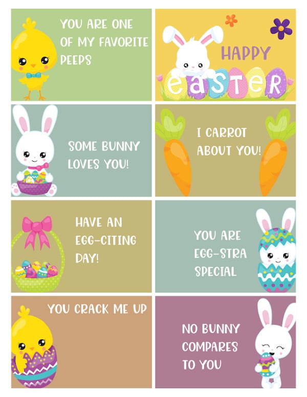 free printable Easter lunchbox notes