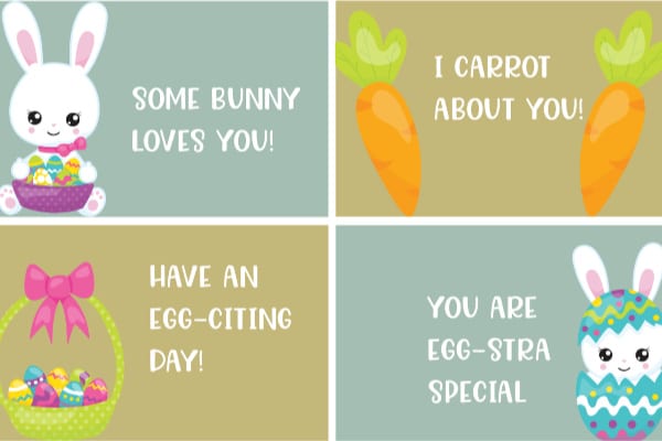 free printable Easter lunchbox notes