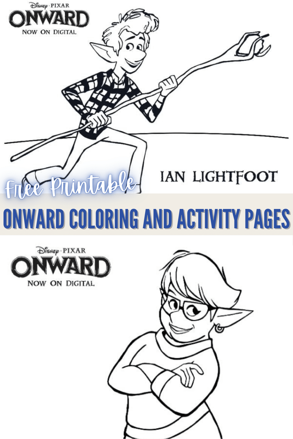 Your child will love these free printable ONWARD Coloring and Activity Pages. There's six printable coloring pages featuring key characters from the movie. #onward #printable #kidsactivities #coloringpage via @wondermomwannab