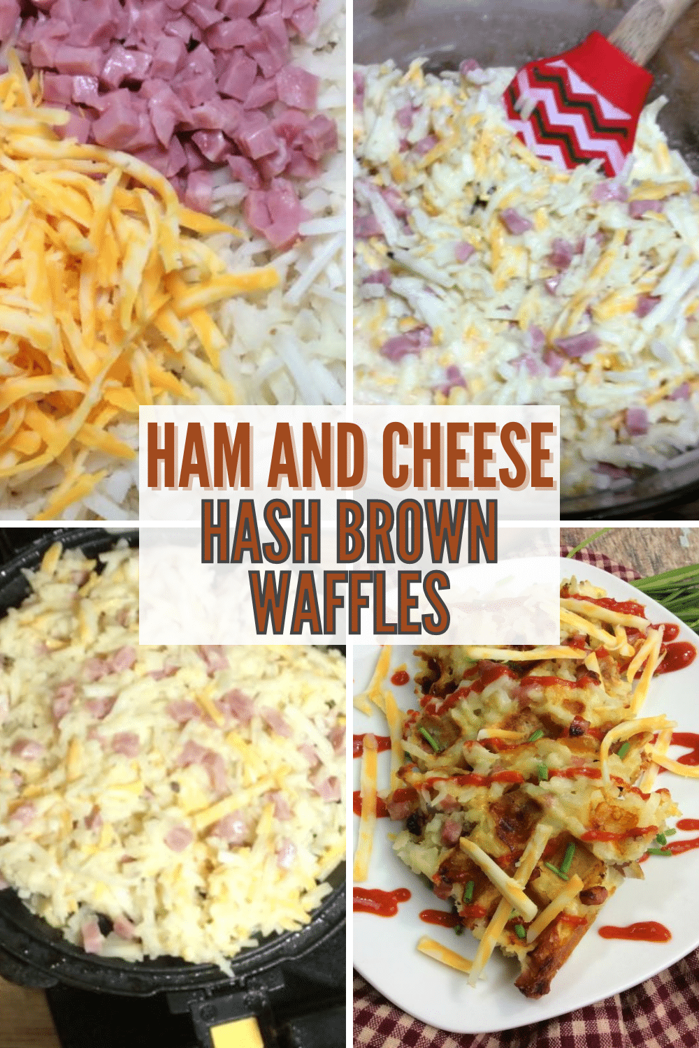 Ham and Cheese Hash Brown Waffles are packed full of ham, hash browns, eggs and cheese. These make an excellent breakfast and are easy to make. #waffles #wafflemaker #hashbrowns #breakfast via @wondermomwannab