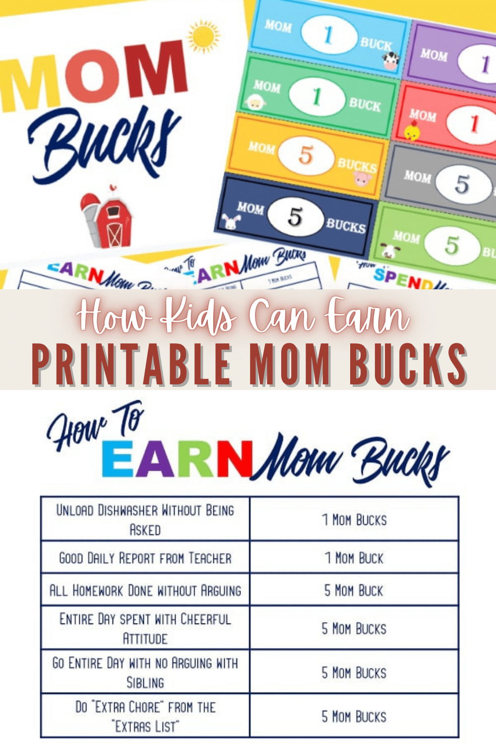 These printable mom bucks will help encourage your kids to complete tasks around the house so they can earn extra treats and time with mom! #printables #mombucks #parentinghack via @wondermomwannab