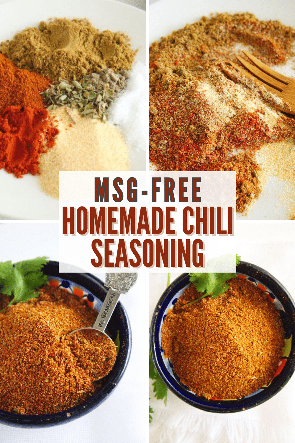 This Homemade Chili Seasoning is MSG-free and you can control how much salt you add to the mixture. A great seasoning mix for many different recipes. #chili #seasoningmix #homemadeseasoningmixes via @wondermomwannab